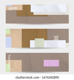 Abstract vector banner template with folded paper overlapping geometric shapes. Environmental design with cut out geometric objects made of recycled reused paper. Top view geometric pattern.