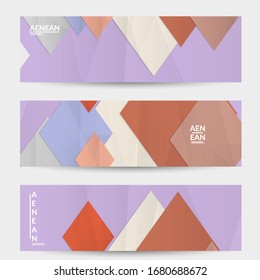 Abstract vector banner template with folded paper overlapping geometric shapes. Environmental design with cut out geometric objects made of recycled reused paper. Top view geometric pattern.