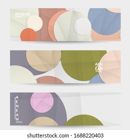 Abstract vector banner template with folded paper overlapping geometric shapes. Environmental design with cut out geometric objects made of recycled reused paper. Top view geometric pattern.
