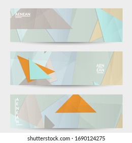 Abstract vector banner template with folded paper overlapping geometric shapes. Environmental design with cut out geometric objects made of recycled reused paper. Top view geometric pattern.