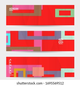 Abstract vector banner template with folded paper overlapping geometric shapes. Environmental design with cut out geometric objects made of recycled reused paper. Top view geometric pattern.