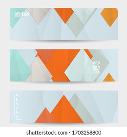 Abstract vector banner template with folded paper overlapping geometric shapes. Environmental design with cut out geometric objects made of recycled reused paper. Top view geometric pattern.