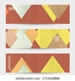 Plantilla de banner vectorial abstracta con formas geométricas solapadas de papel doblado. Diseño ambiental con objetos geométricos cortados hechos de papel reciclado reutilizado. Patrón geométrico de vista superior.