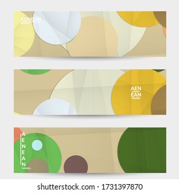 Abstract vector banner template with folded paper overlapping geometric shapes. Environmental design with cut out geometric objects made of recycled reused paper. Top view geometric pattern.