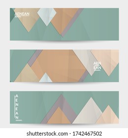 Abstract vector banner template with folded paper overlapping geometric shapes. Environmental design with cut out geometric objects made of recycled reused paper. Top view geometric pattern.