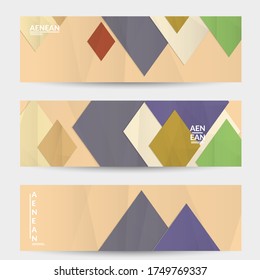 Abstract vector banner template with folded paper overlapping geometric shapes. Environmental design with cut out geometric objects made of recycled reused paper. Top view geometric pattern.