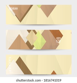 Abstrakte Vektorbanner-Vorlage mit gefaltetem Papier, das geometrische Formen überschneidet. Umweltdesign mit ausgeschnittenen geometrischen Gegenständen aus recyceltem wiederverwertetem Papier. Geometrisches Muster der Draufsicht