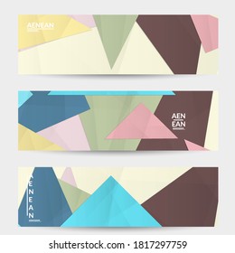 Abstract vector banner template with folded paper overlapping geometric shapes. Environmental design with cut out geometric objects made of recycled reused paper. Top view geometric pattern.