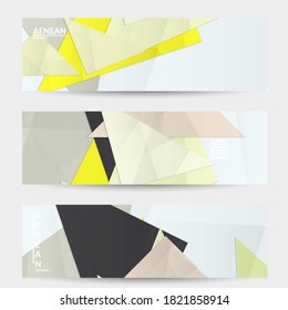 Abstract vector banner template with folded paper overlapping geometric shapes. Environmental design with cut out geometric objects made of recycled reused paper. Top view geometric pattern.