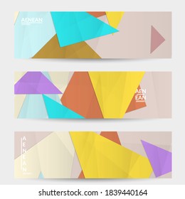 Abstract vector banner template with folded paper overlapping geometric shapes. Environmental design with cut out geometric objects made of recycled reused paper. Top view geometric pattern.