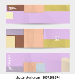 Abstract vector banner template with folded paper overlapping geometric shapes. Environmental design with cut out geometric objects made of recycled reused paper. Top view geometric pattern.
