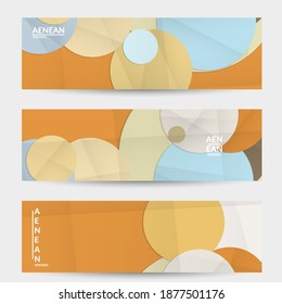 Abstract vector banner template with folded paper overlapping geometric shapes. Environmental design with cut out geometric objects made of recycled reused paper. Top view geometric pattern.