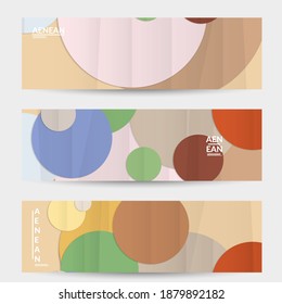 Abstract vector banner template with folded paper overlapping geometric shapes. Environmental design with cut out geometric objects made of recycled reused paper. Top view geometric pattern.
