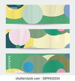 Abstract vector banner template with folded paper overlapping geometric shapes. Environmental design with cut out geometric objects made of recycled reused paper. Top view geometric pattern.