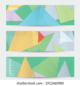 Abstract vector banner template with folded paper overlapping geometric shapes. Environmental design with cut out geometric objects made of recycled reused paper. Top view geometric pattern.