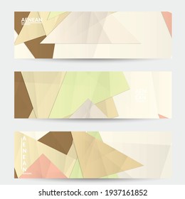 Abstract vector banner template with folded paper overlapping geometric shapes. Environmental design with cut out geometric objects made of recycled reused paper. Top view geometric pattern.