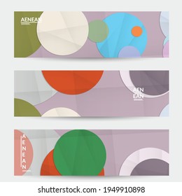 Abstract vector banner template with folded paper overlapping geometric shapes. Environmental design with cut out geometric objects made of recycled reused paper. Top view geometric pattern.