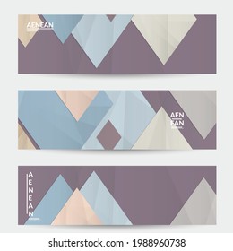 Abstract vector banner template with folded paper overlapping geometric shapes. Environmental design with cut out geometric objects made of recycled reused paper. Top view geometric pattern.