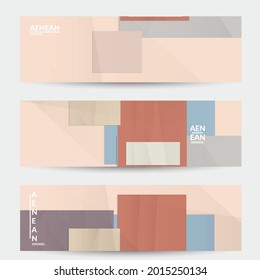 Abstract vector banner template with folded paper overlapping geometric shapes. Environmental design with cut out geometric objects made of recycled reused paper. Top view geometric pattern.