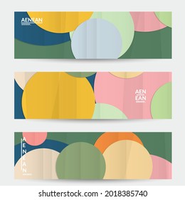 Abstract vector banner template with folded paper overlapping geometric shapes. Environmental design with cut out geometric objects made of recycled reused paper. Top view geometric pattern.