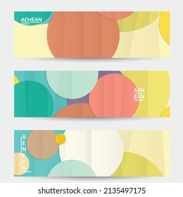 Abstract vector banner template with folded paper overlapping geometric shapes. Environmental design with cut out geometric objects made of recycled reused paper. Top view geometric pattern.