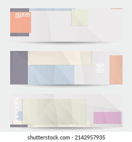 Abstract vector banner template with folded paper overlapping geometric shapes. Environmental design with cut out geometric objects made of recycled reused paper. Top view geometric pattern.