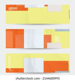 Abstract vector banner template with folded paper overlapping geometric shapes. Environmental design with cut out geometric objects made of recycled reused paper. Top view geometric pattern.