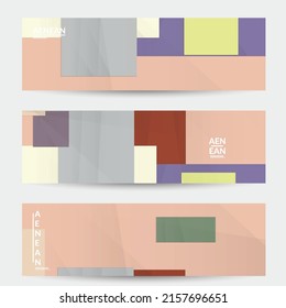 Abstract vector banner template with folded paper overlapping geometric shapes. Environmental design with cut out geometric objects made of recycled reused paper. Top view geometric pattern.