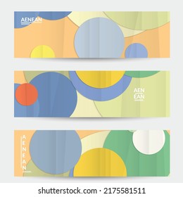 Abstract vector banner template with folded paper overlapping geometric shapes. Environmental design with cut out geometric objects made of recycled reused paper. Top view geometric pattern.