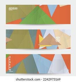 Abstract vector banner template with folded paper overlapping geometric shapes. Environmental design with cut out geometric objects made of recycled reused paper. Top view geometric pattern.