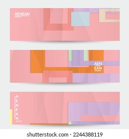 Abstract vector banner template with folded paper overlapping geometric shapes. Environmental design with cut out geometric objects made of recycled reused paper. Top view geometric pattern.