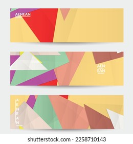 Abstract vector banner template with folded paper overlapping geometric shapes. Environmental design with cut out geometric objects made of recycled reused paper. Top view geometric pattern.