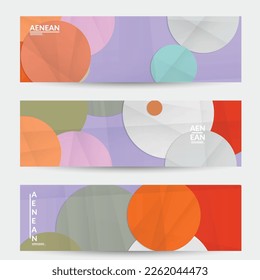 Abstract vector banner template with folded paper overlapping geometric shapes. Environmental design with cut out geometric objects made of recycled reused paper. Top view geometric pattern.