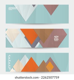 Abstract vector banner template with folded paper overlapping geometric shapes. Environmental design with cut out geometric objects made of recycled reused paper. Top view geometric pattern.