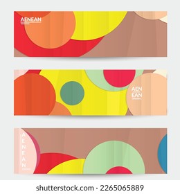 Abstract vector banner template with folded paper overlapping geometric shapes. Environmental design with cut out geometric objects made of recycled reused paper. Top view geometric pattern.