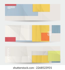 Abstract vector banner template with folded paper overlapping geometric shapes. Environmental design with cut out geometric objects made of recycled reused paper. Top view geometric pattern.