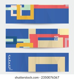 Abstract vector banner template with folded paper overlapping geometric shapes. Environmental design with cut out geometric objects made of recycled reused paper. Top view geometric pattern.