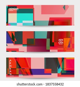 Plantilla de banner vector abstracto. Grandes cuadros superpuestos de colores vivos. Prueba de TV retro efecto de fallo de brillo arte digital. Patrón geométrico desigual de píxeles. La textura filtrada por la computadora del ciberespacio de grandes datos.