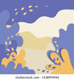 Abstract vector banner template. Stylized trees and leaves. Autumn landscape. Simple style. Blank space for your text. For social networks, posts, blog sites, blogs.