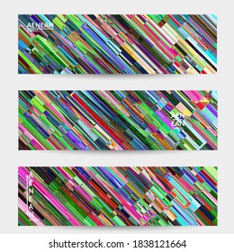 Abstract vector banner template. Watercolor texture vibrant colored background. Visual computer filtered gradient wavy diagonal lines. Dynamic paint flow marble texture pattern. Psychedelic art design