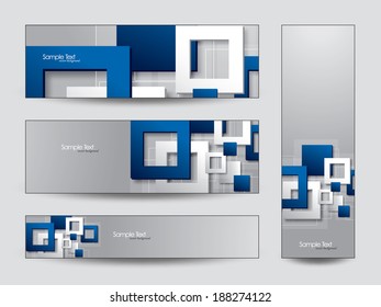 Abstract Vector Banners or Bookmarks. 3D Paper Squares.