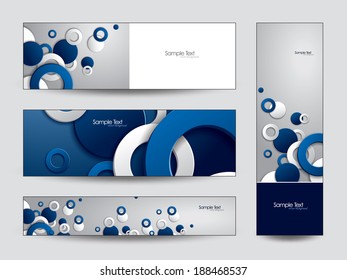 Abstract Vector Banners or Bookmarks with 3D Circles. 
