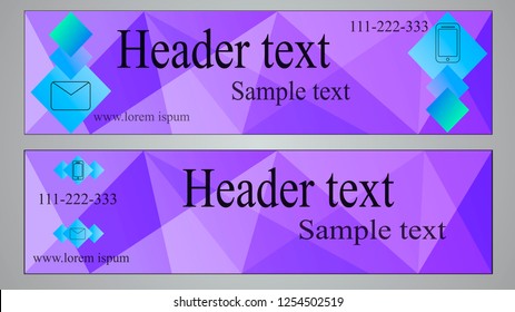 Abstract vector banners with bright geometric background.  Design templates. Illustration of banner