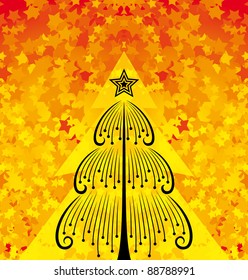 Abstract vector banners with Christmas tree silhouette