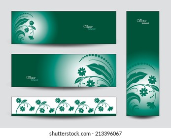 Abstract Vector Banners Collection with Flowers.