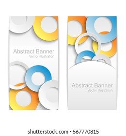 Abstract vector banners with colorful paper circles.