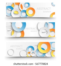 Abstract vector banners with colorful paper circles.