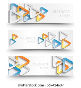 Abstract vector banners with colorful paper triangles.