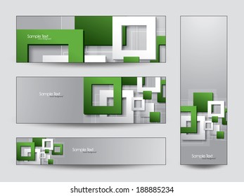 Abstract Vector Banners. Eps10 Backgrounds with 3D Squares.