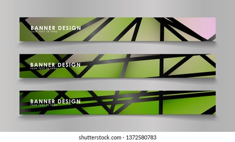 Abstract vector banners with geometric backgrounds in color gradients